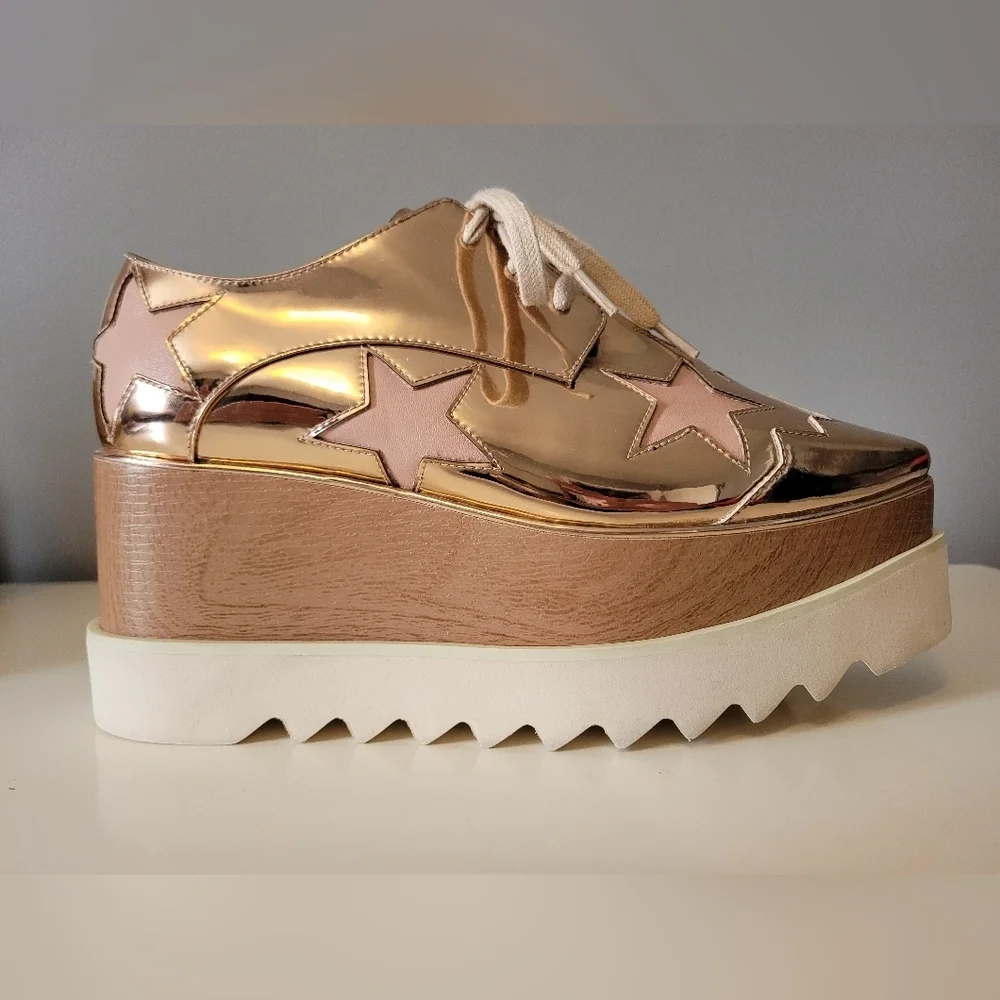 Stella McCartney Elyse Rose Gold Platform Trainers, VGUC, Size 36
